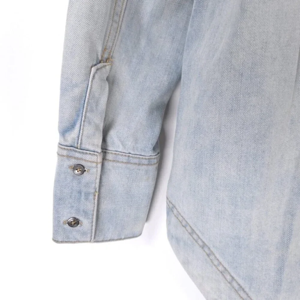 Free People Denim Pullover Neopolitan Dreams Blue Sky Surfer Hippie Lace‎ Up S/P